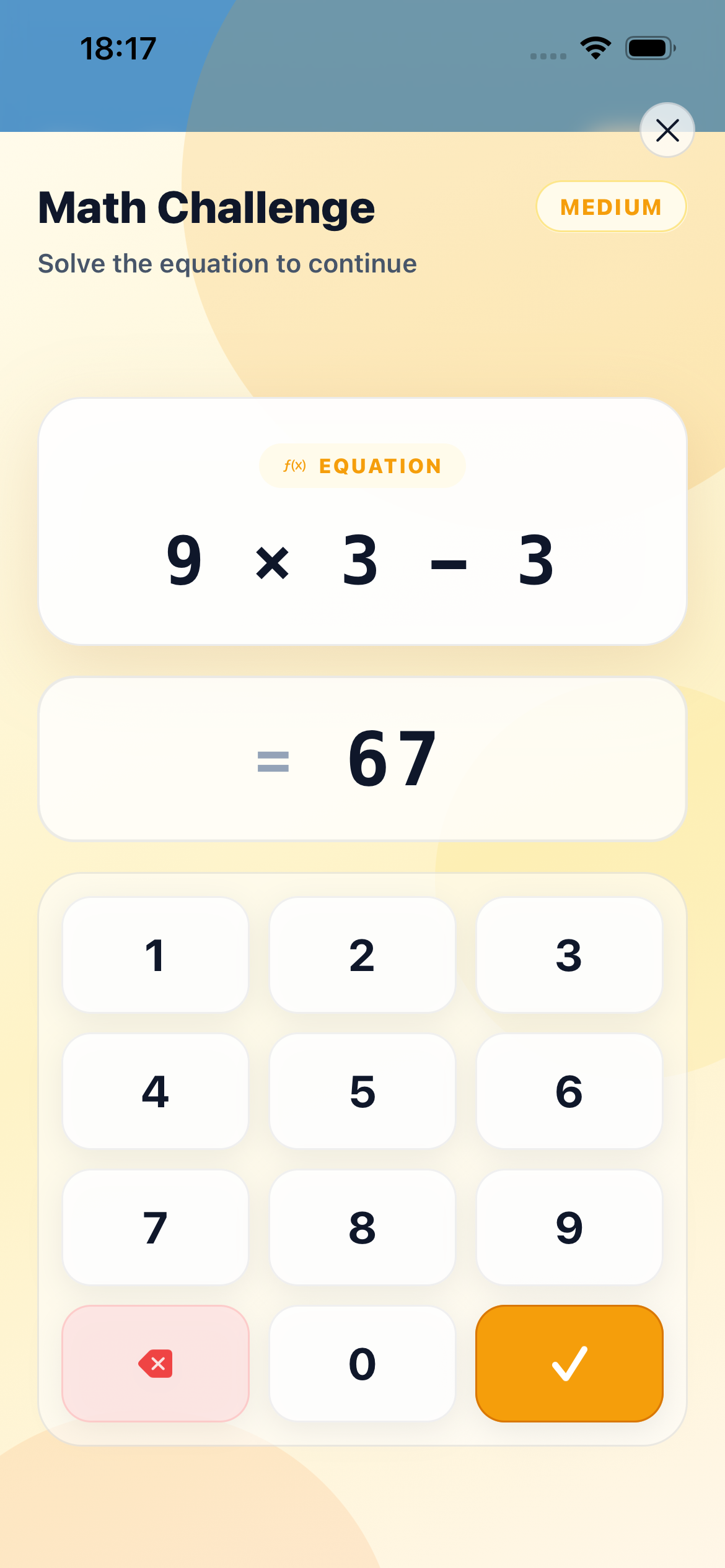 Solve a math challenge to earn screen time in Zenvi
