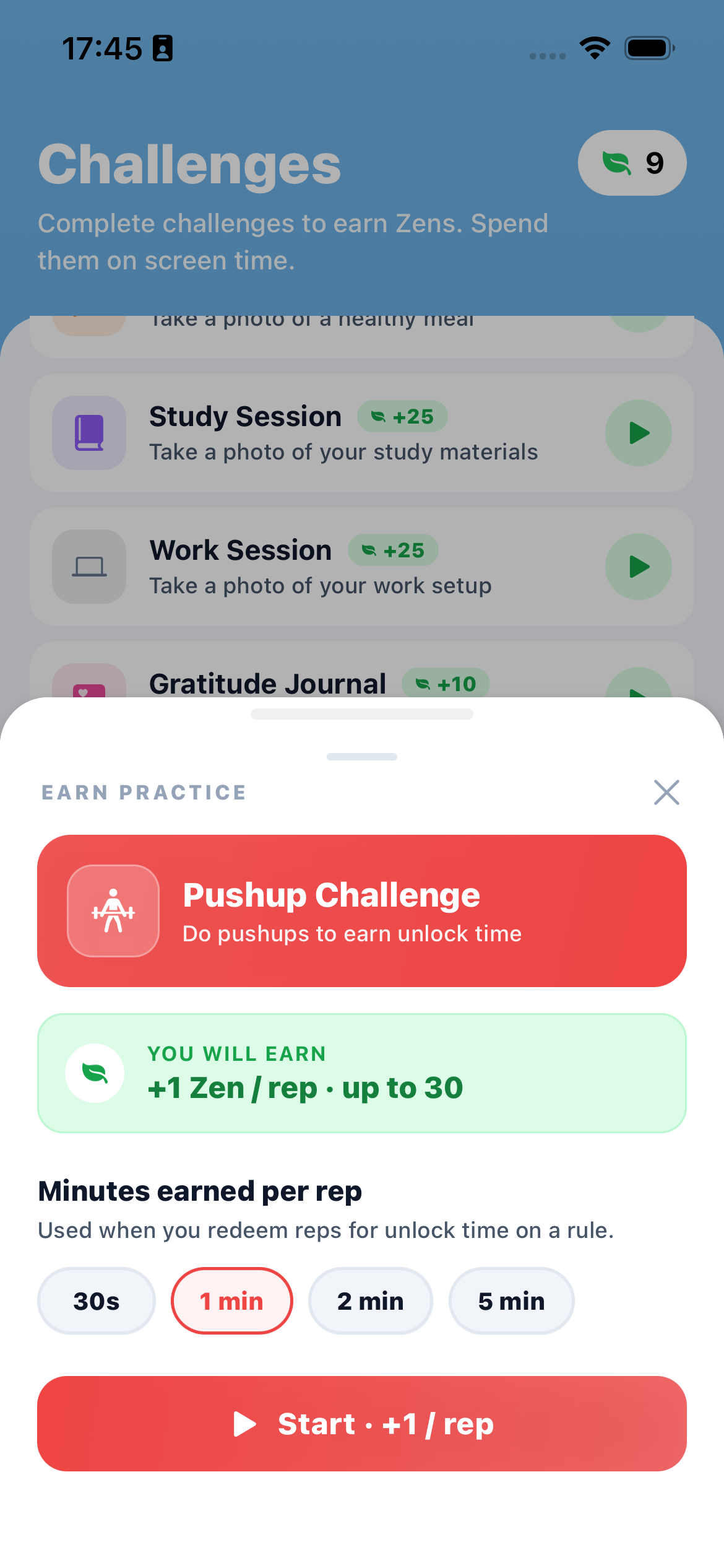 Zenvi push-up challenge — earn screen time with movement
